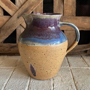Handmade Pitcher pottery purple as and natural